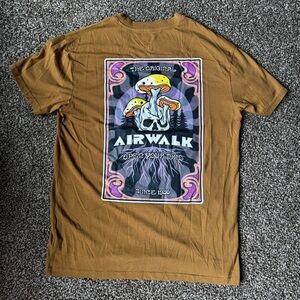 Airwalk Unisex Brown Oversized T-Shirt with Mushroom Graphic Small